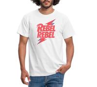 Spreadshirt David Bowie Rebel Rebel Mit Blitz Männer T-Shirt, XL, Weiß