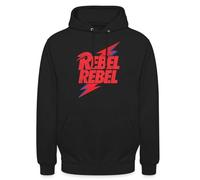 Spreadshirt David Bowie Rebel Rebel Mit Blitz Unisex Hoodie, 4XL, Schwarz