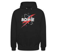 Spreadshirt David Bowie Schriftzug Sternenhimmel Mit Blitz Unisex Hoodie, 3XL, Schwarz
