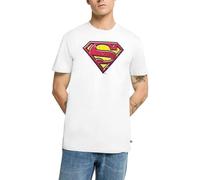 Spreadshirt DC Comics Superman Logo Used Look Punkte Style Männer Premium T-Shirt, L, Weiß