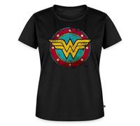 Spreadshirt DC Comics Wonder Woman Logo Used Look Frauen Premium T-Shirt, L, Schwarz