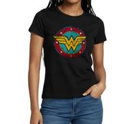 Spreadshirt DC Comics Wonder Woman Logo Used Look Frauen T-Shirt, XL, Schwarz