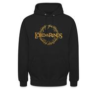 Spreadshirt Der Herr Der Ringe Großes Logo Mit Ring-Inschrift Unisex Hoodie, L, Schwarz