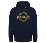 Spreadshirt Der Herr Der Ringe Großes Logo Mit Ring-Inschrift Unisex Hoodie, XL, Navy