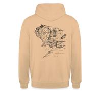 Spreadshirt Der Herr Der Ringe Rückenprint Mittelerde-Karte Unisex Hoodie
