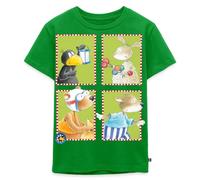 Spreadshirt Der kleine Rabe Socke mit Freunden Kachel Kinder Premium T-Shirt, 122/128 (6 Jahre), Grün