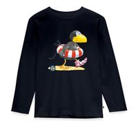Spreadshirt Der kleine Rabe Socke mit Schwimmreifen Kinder Premium Langarmshirt, 98/104 (2 Jahre), Navy