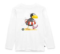 Spreadshirt Der kleine Rabe Socke mit Schwimmreifen Kinder Premium Langarmshirt, 98/104 (2 Jahre), Weiß