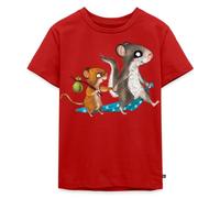 Spreadshirt Der Kleine Siebenschläfer Unterwegs Mit Der Maus Kinder Premium T-Shirt, 134/140 (8 Jahre), Rot