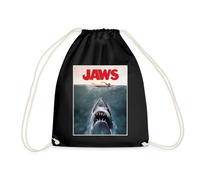 Spreadshirt Der Weiße Hai Jaws Filmposter-Logo Mit Hai Turnbeutel, One size, Schwarz