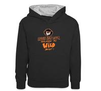 Spreadshirt Die Wilden Kerle Spruch Motto mit Logo Kinder Kontrast-Hoodie, M (7/8 Jahre), Schwarz/Grau meliert
