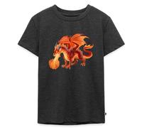 Spreadshirt Feuerdrache Kinder Premium T-Shirt, 122/128 (6 Jahre), Anthrazit meliert