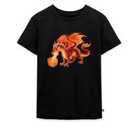 Spreadshirt Feuerdrache Kinder Premium T-Shirt, 122/128 (6 Jahre), Schwarz