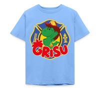 Spreadshirt Grisu Der Kleine Drache Als Feuerwehrsymbol Kinder T-Shirt, 110/116 (5-6 Jahre), Himmelblau