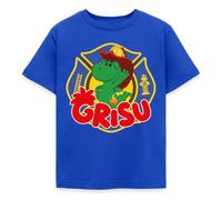Spreadshirt Grisu Der Kleine Drache Als Feuerwehrsymbol Kinder T-Shirt, 110/116 (5-6 Jahre), Royalblau