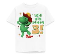 Spreadshirt Grisu Der Kleine Drache Geburtstagsdesign 3 Jahre Kinder T-Shirt, 98/104 (3-4 Jahre), Weiß