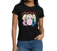 Spreadshirt Harley Quinn Mad Love Bubblegum Frauen T-Shirt, L, Schwarz