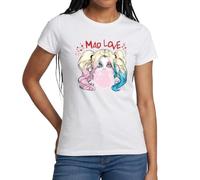 Spreadshirt Harley Quinn Mad Love Bubblegum Frauen T-Shirt, S, Weiß