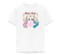 Spreadshirt Harley Quinn Mad Love Bubblegum Teenager T-Shirt, 152/164 (12-14 Jahre), Weiß