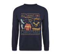 Spreadshirt Harry Potter All I Want for Christmas Ugly Xmas Unisex Pullover, L, Navy