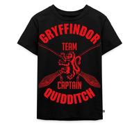 Spreadshirt Harry Potter Gryffindor Quidditch Team Captain Kinder Premium T-Shirt, 134/140 (8 Jahre), Schwarz