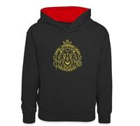 Spreadshirt Harry Potter Gryffindor Wappen Löwe Kinder Kontrast-Hoodie, M (7/8 Jahre), Schwarz/Rot
