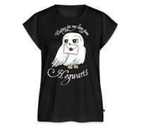 Spreadshirt Harry Potter Hedwig Brief Frauen Casual T-Shirt, L, Schwarz