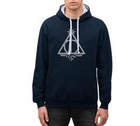 Spreadshirt Harry Potter Heiligtümer des Todes Symbol Unisex Kontrast Hoodie, XL, Navy/Grau meliert