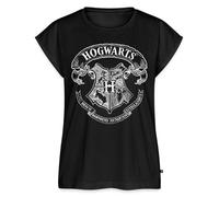 Spreadshirt Harry Potter Hogwarts Wappen Zeichnung Frauen Casual T-Shirt, L, Schwarz