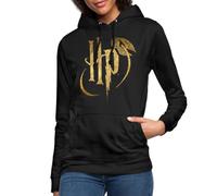Spreadshirt Harry Potter HP Logo Damen Hoodie, L, Schwarz