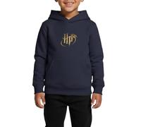 Spreadshirt Harry Potter HP Logo Regular FIT Kinder/Teenager Premium Bio Hoodie, 110/116 (4 Jahre), Navy