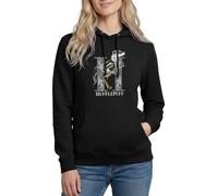 Spreadshirt Harry Potter Hufflepuff Gold monochrom Damen Hoodie, L, Schwarz