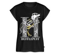 Spreadshirt Harry Potter Hufflepuff Gold monochrom Frauen Casual T-Shirt, XL, Schwarz