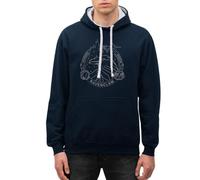 Spreadshirt Harry Potter Ravenclaw Silver Unisex Kontrast Hoodie, L, Navy/Grau meliert