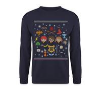 Spreadshirt Harry Potter Ugly Christmas Sweater | Unisex Pullover Fans und Freunde, XL, Navy