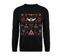 Spreadshirt Harry Potter Weihnachtspullover | Offizieller Ugly Christmas Unisex Sweater | Fan Geschenk, S, Schwarz