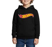 Spreadshirt Hot Wheels Klassisches Logo Kinder Premium Hoodie, 122/128 (6 Jahre), Schwarz