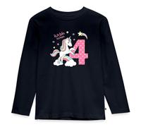 Spreadshirt Ich Bin Schon Vier Einhorn Kinder Premium Langarmshirt, 110/116 (4 Jahre), Navy