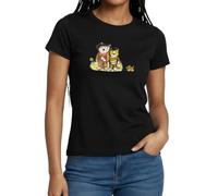 Spreadshirt Janosch Tiger, Bär und Tigerente auf Wiese Frauen T-Shirt, S, Schwarz