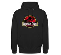 Spreadshirt Jurassic Park Klassisches Logo In Rot Mit T-Rex Unisex Hoodie