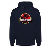 Spreadshirt Jurassic Park Klassisches Logo In Rot Mit T-Rex Unisex Hoodie