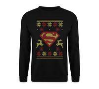 Spreadshirt Justice League Superman Logo Ugly Christmas Unisex Pullover, M, Schwarz