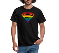 Spreadshirt Justice League Superman Regenbogen Logo Männer T-Shirt, L, Schwarz