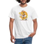 Spreadshirt Lucky Luke Jolly Jumper im Sonnenuntergang Männer T-Shirt, M, Weiß