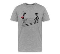 Spreadshirt Lucky Luke Schneller als Sein Schatten Männer Premium T-Shirt, S, Grau meliert