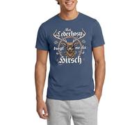 Spreadshirt MEI Lederhosn Trogt No Da Hirsch Wiesn Männer T-Shirt, 4XL, Dunkles Denimblau