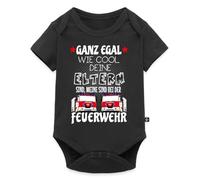 Spreadshirt Meine Eltern Sind Bei Der Feuerwehr Kurzarm Tages Baby Body, 68 (3-6 M.), Schwarz