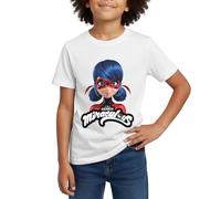 Spreadshirt Miraculous Ladybug Mit Logo Teenager T-Shirt, 152/164 (12-14 Jahre), Weiß