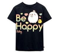 Spreadshirt Molang Piu Piu Be Happy Spruch Kinder Premium T-Shirt, 122/128 (6 Jahre), Navy