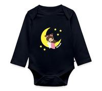 Spreadshirt Monchhichi Sleeping Girl Mond Baby Body Langarm, 62 (2-3 M.), Navy